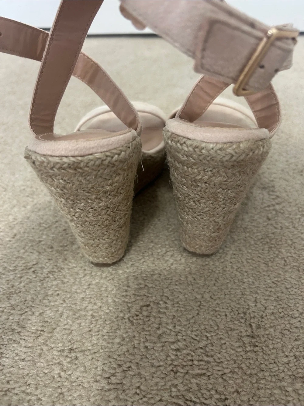 Allegra K Suede Espadrille Wedge Chunky Sandals size 7 beige NWT platform sandal